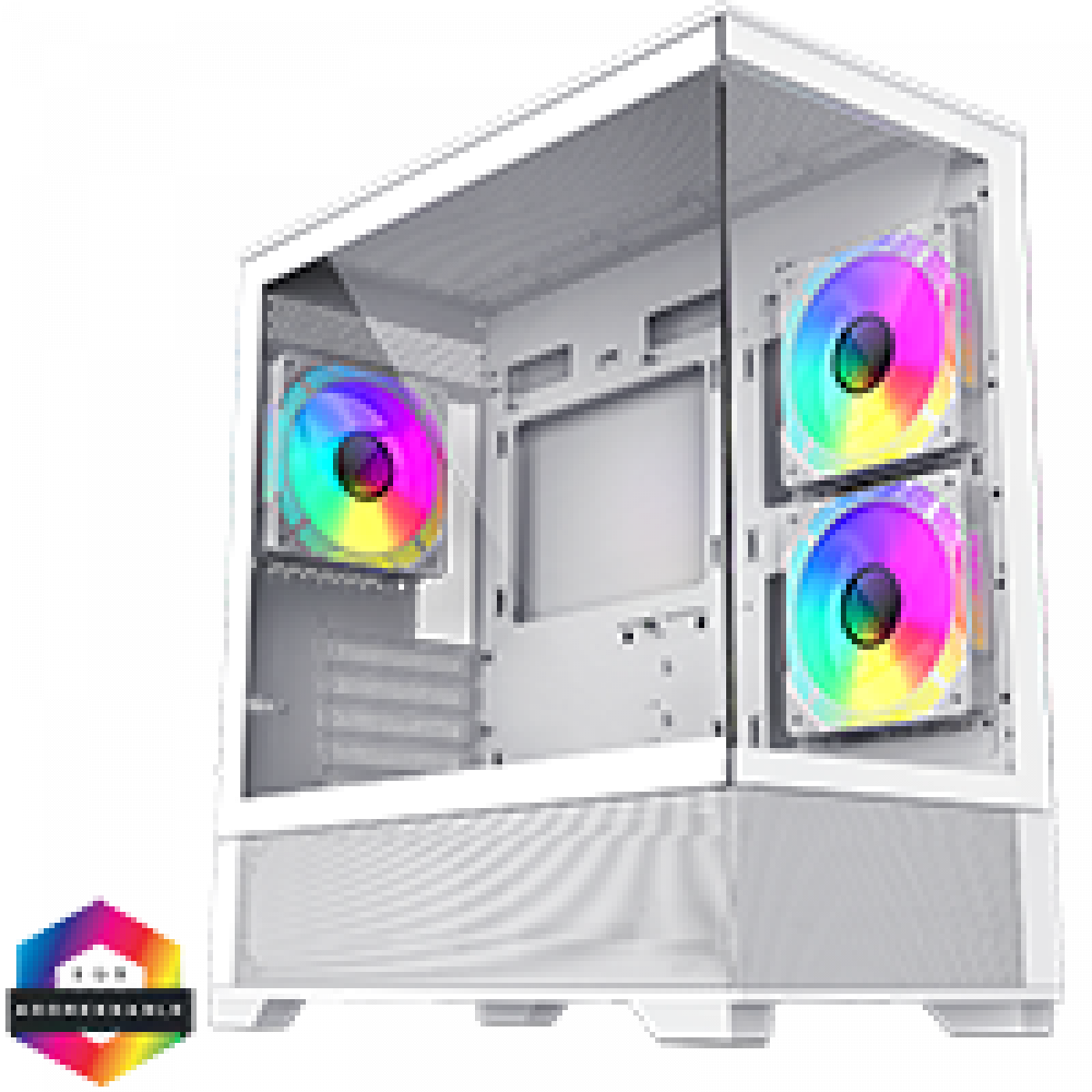 GameMax Vista Mini White MATX Gaming Case with Tempered Glass Front and Side Panels with 3 x FN12A-C8I 120mm Infinity Fans Installed