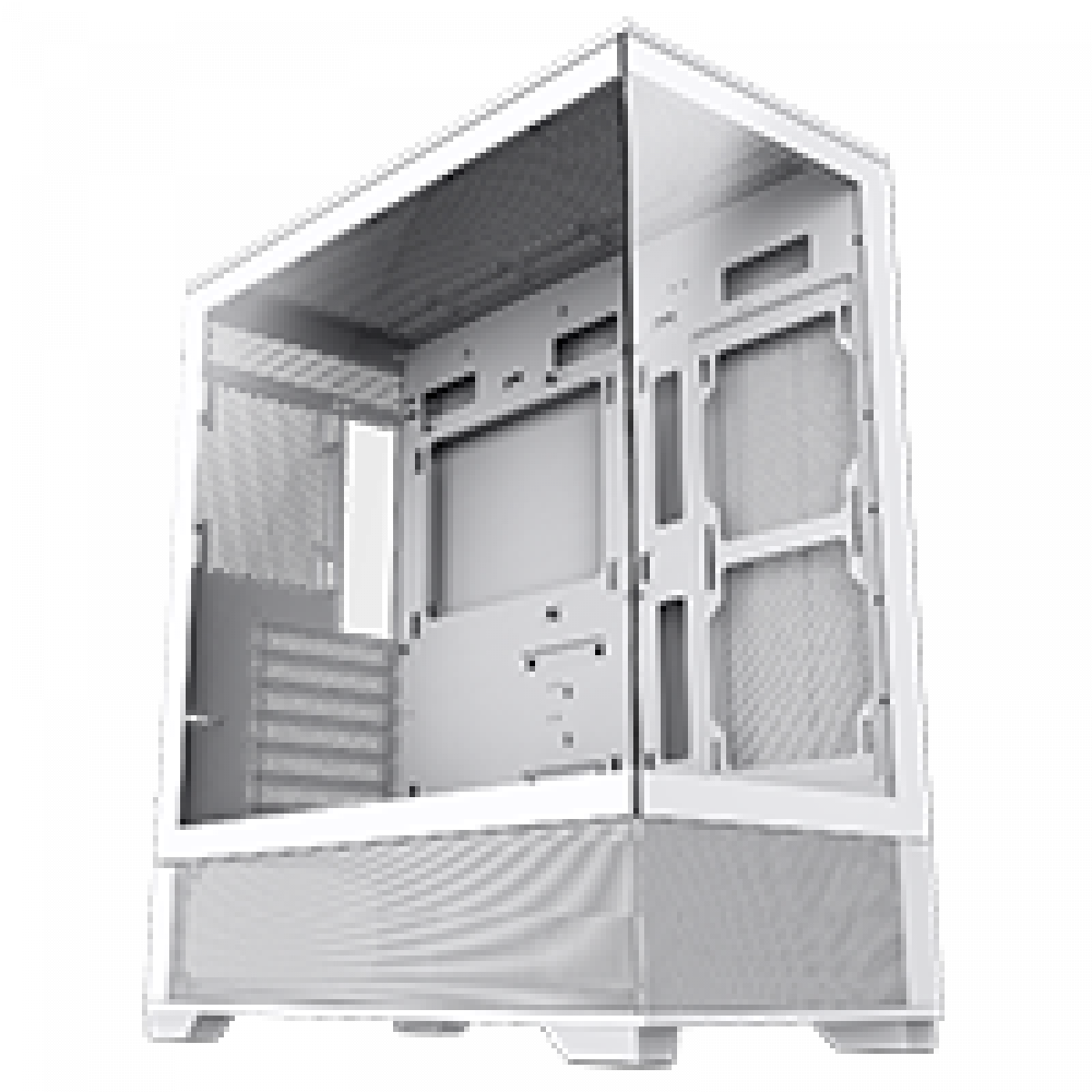 GameMax Vista White ATX Gaming Case with Tempered Glass Front and Side Panels and GameMax V4.0 ARGB PWM 9 Port Fan Hub Inc.