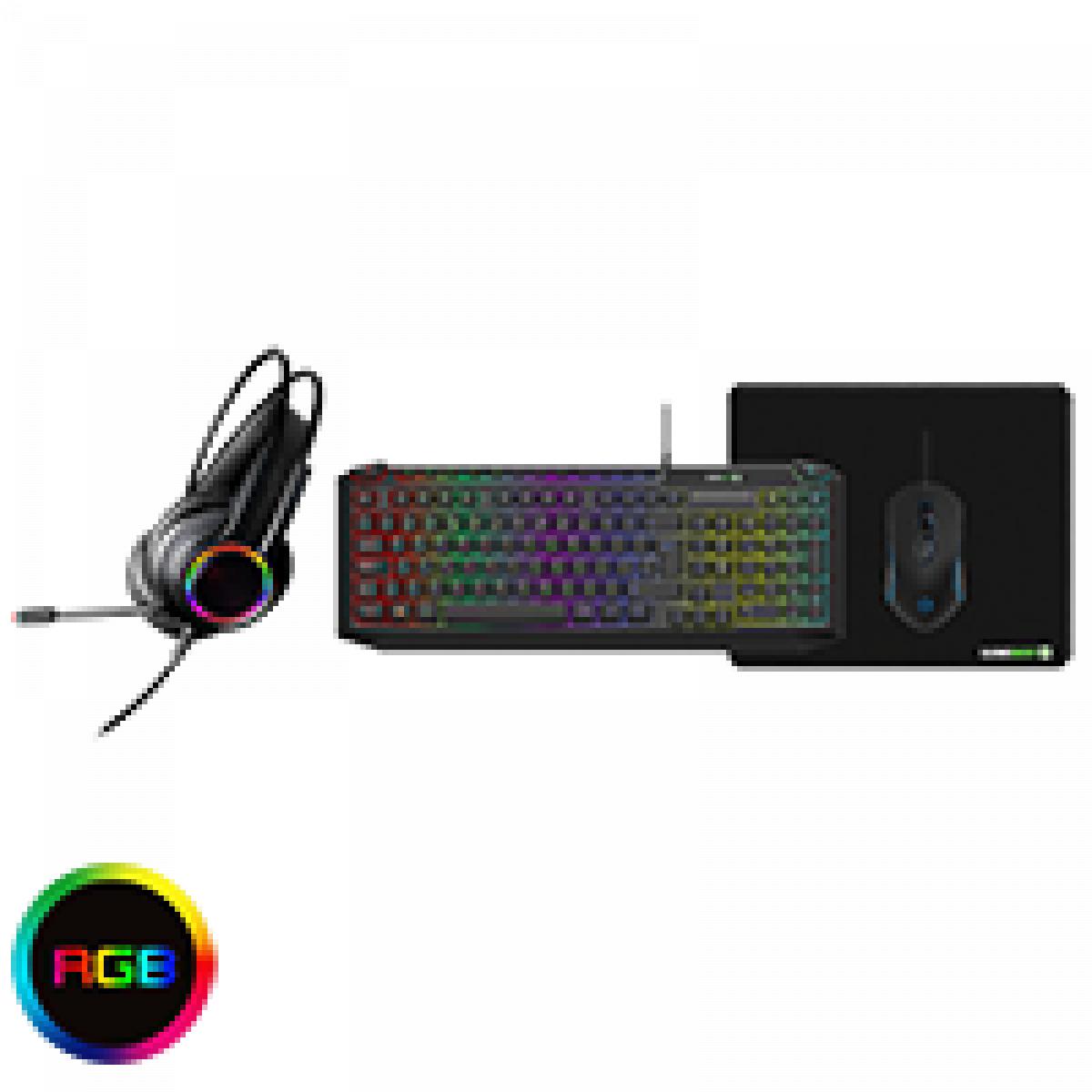 GameMax Pulse 4-in-1 Keyboard Mouse Headset Mouse Pad Combo Kit