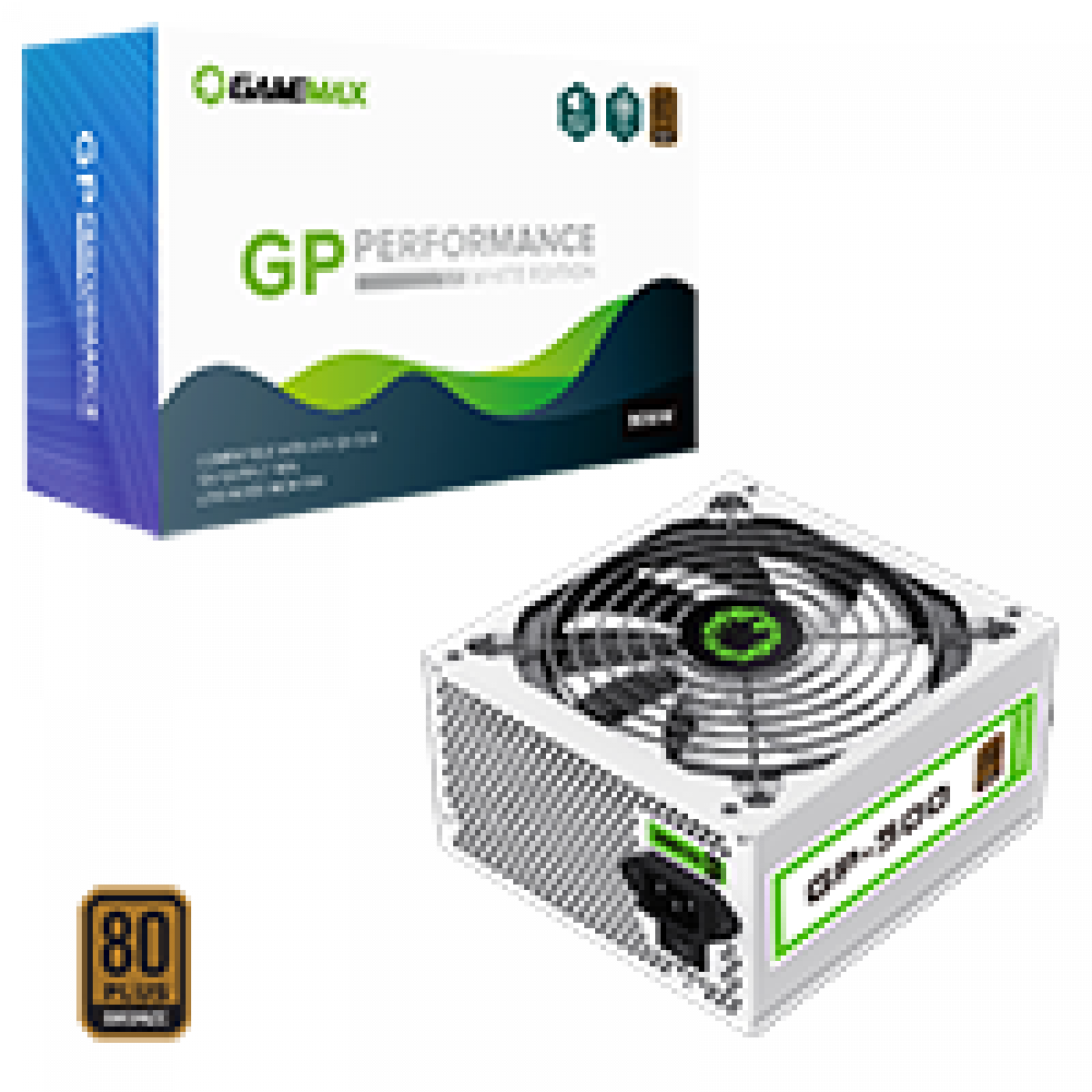 GameMax GP500 White 500W 80 Plus Bronze Wired Power Supply