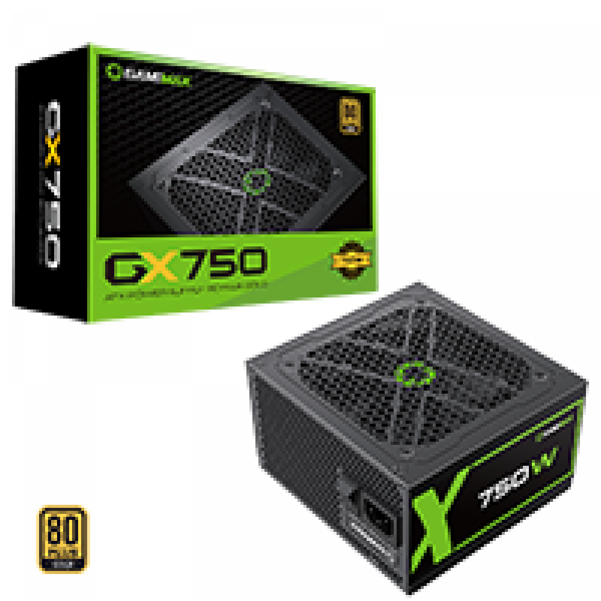 GameMax GX750W Modular 80 Plus Gold Black Power Supply with 120mm FDB Fan