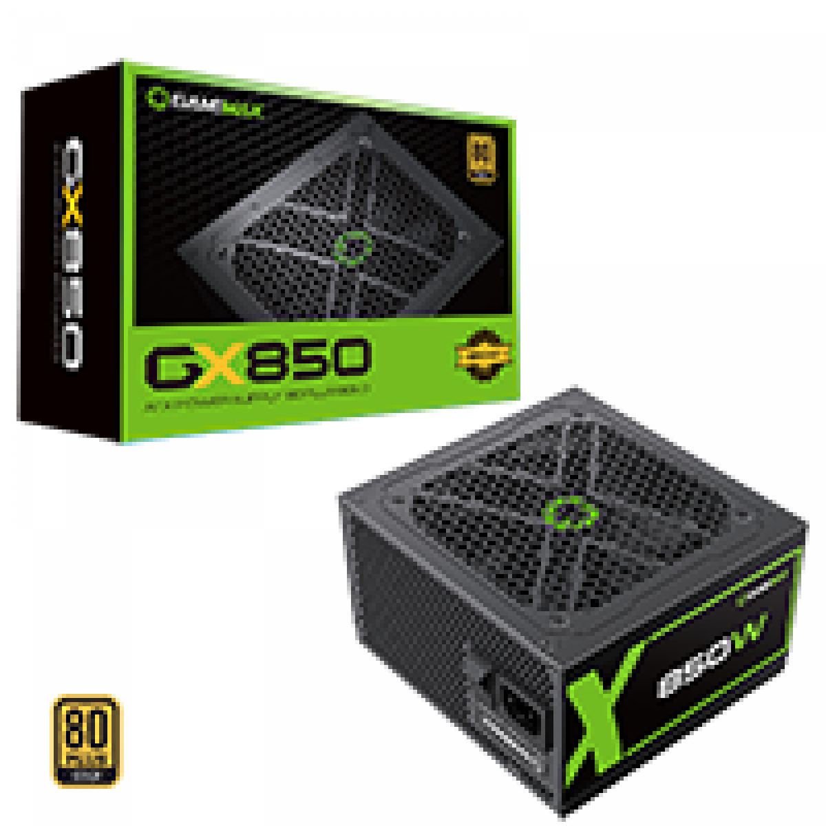 GameMax GX850W Modular 80 Plus Gold Black Power Supply with 120mm FDB Fan