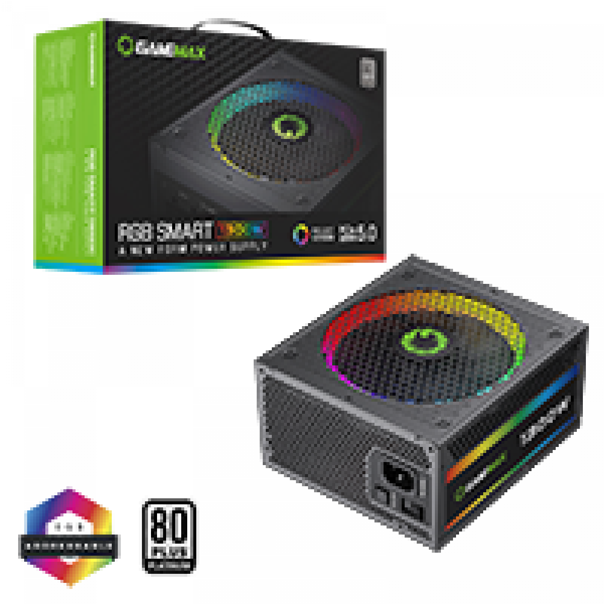 GameMax 1300W Modular 80 Plus Platinum ATX3.0 PCIe 5.0 Power Supply With 14cm ARGB Fan