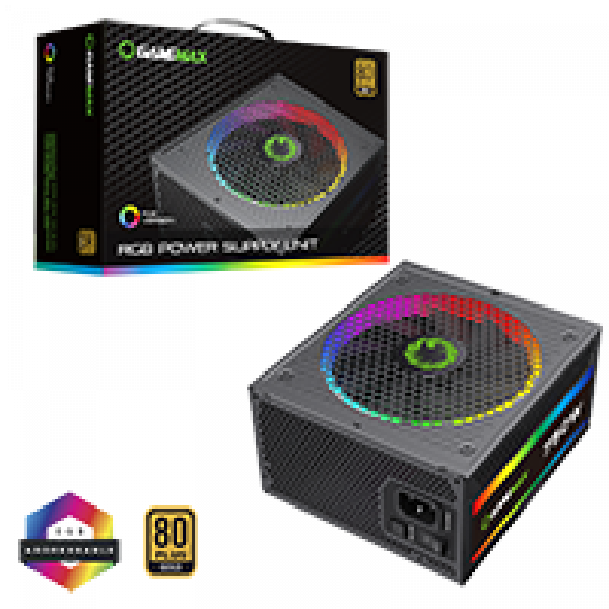 GameMax 750W Pro Modular 80 Plus Gold Power Supply With 14cm ARGB Fan