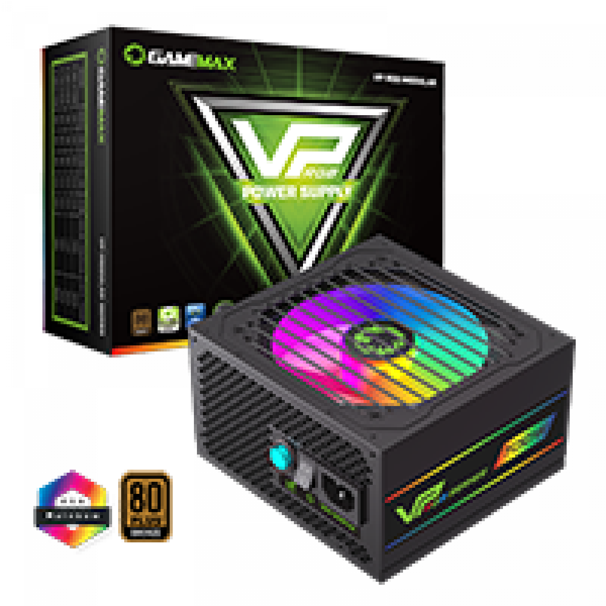GameMax VP-700W Semi-Modular 80 Plus Bronze Black Power Supply With 120mm RGB Fan