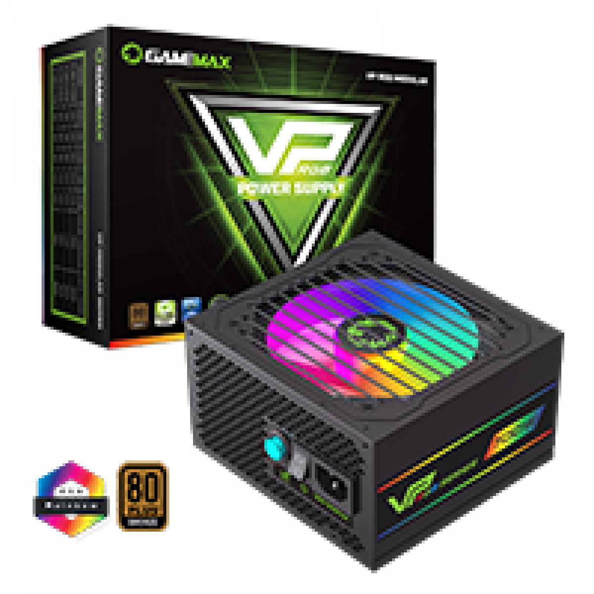 GameMax VP-700W Semi-Modular 80 Plus Bronze Black Power Supply With 120mm RGB Fan