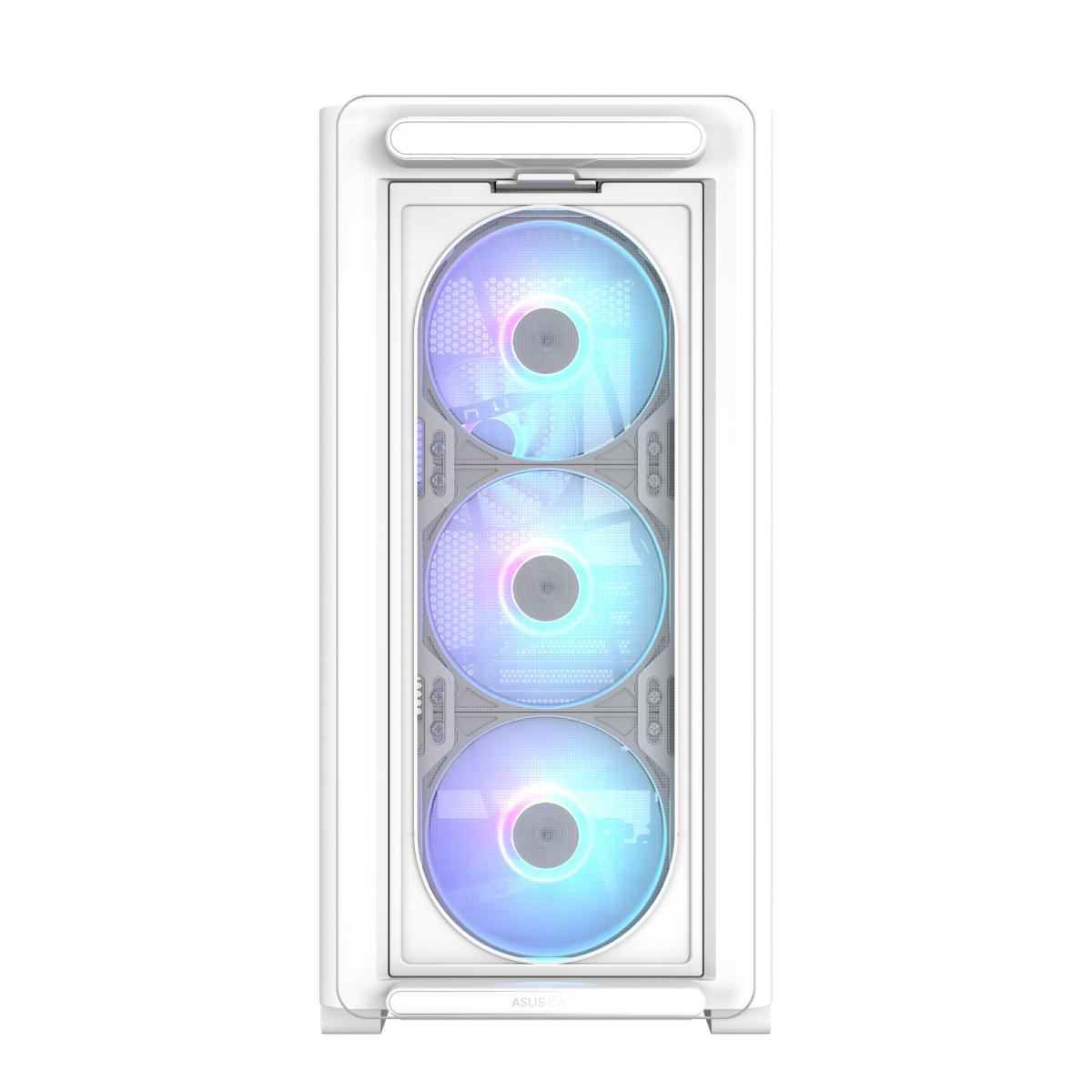 Asus A23 PLUS ARGB Gaming Case w/ Glass Side and Front, Micro ATX, 4x ARGB Fans, 380mm GPU & 360mm Radiator Support, USB-C, Asus BTF Compatible, White