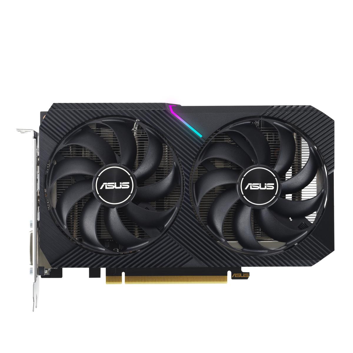 Asus DUAL RTX3050 OC V2, PCIe4, 8GB DDR6, HDMI, DP, DVI, 1852MHz Clock, RGB Lighting, Overclocked