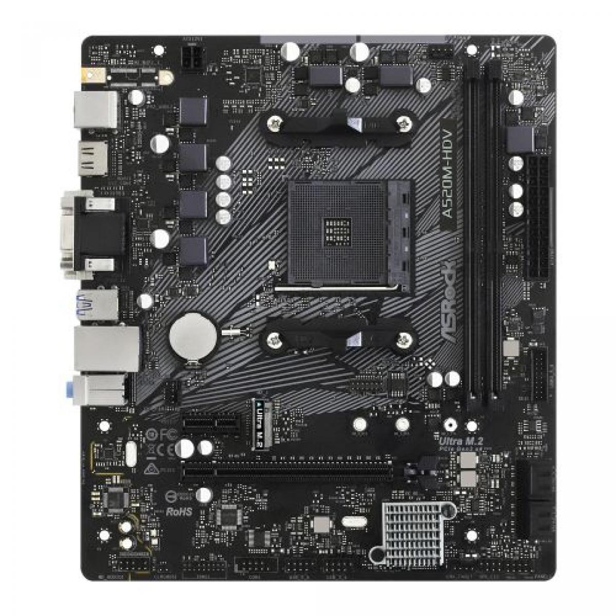 Asrock A520M-HDV, AMD A520, AM4, Micro ATX, 2 DDR4, VGA, DVI, HDMI, M.2