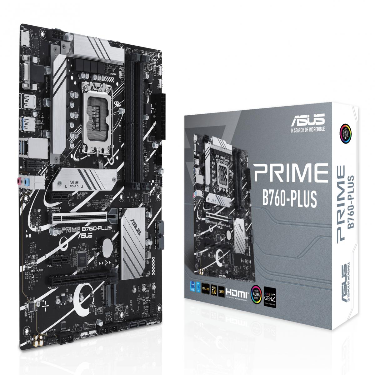 Asus PRIME B760-PLUS, Intel B760, 1700, ATX, 4 DDR5, VGA, HDMI, DP, 2.5G LAN, PCIe5, 3x M.2
