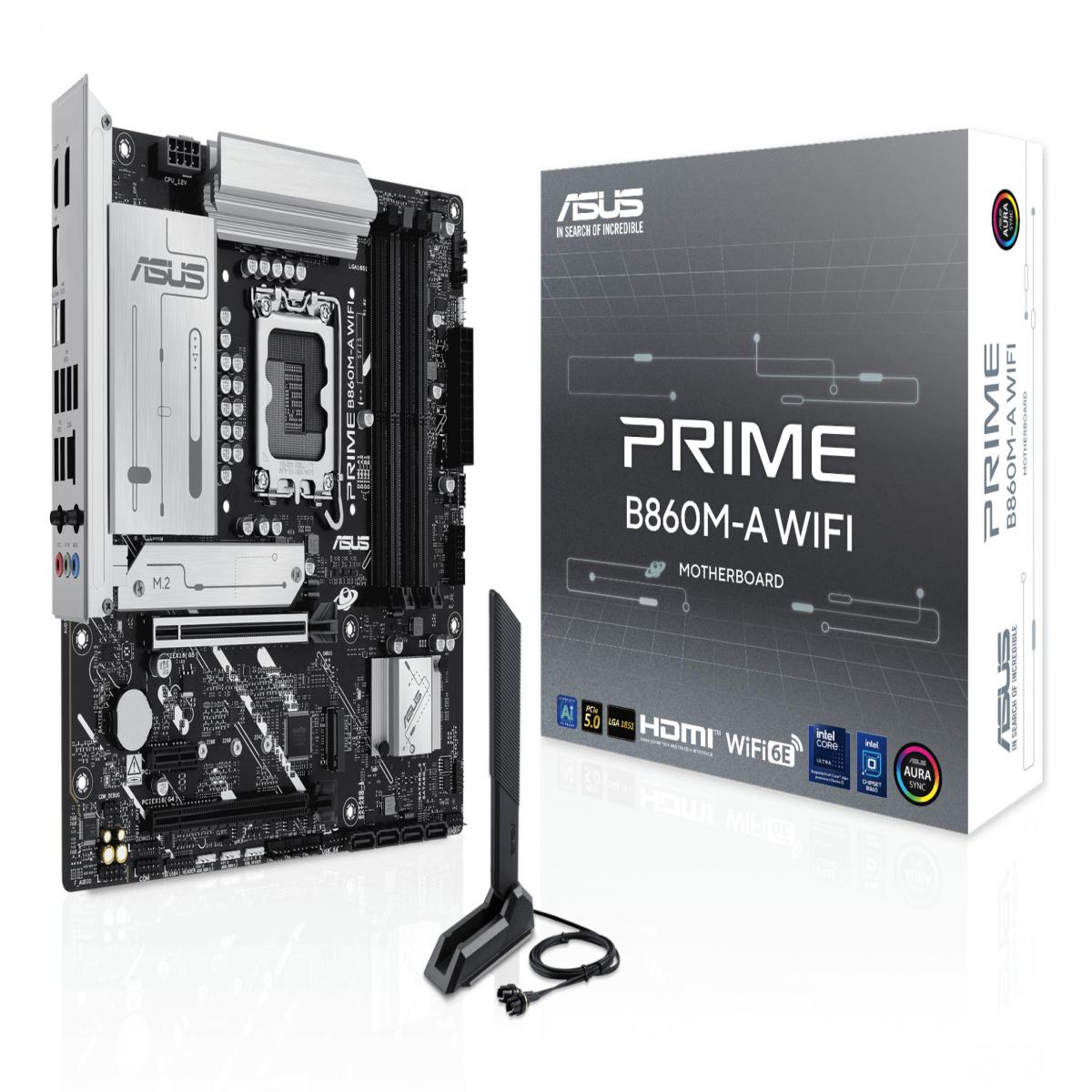 Asus PRIME B860M-A WIFI, Intel B860, 1851, Micro ATX, 4 DDR5, HDMI, 2 DP, Wi-Fi 6E, 2.5G LAN, 2x M.2