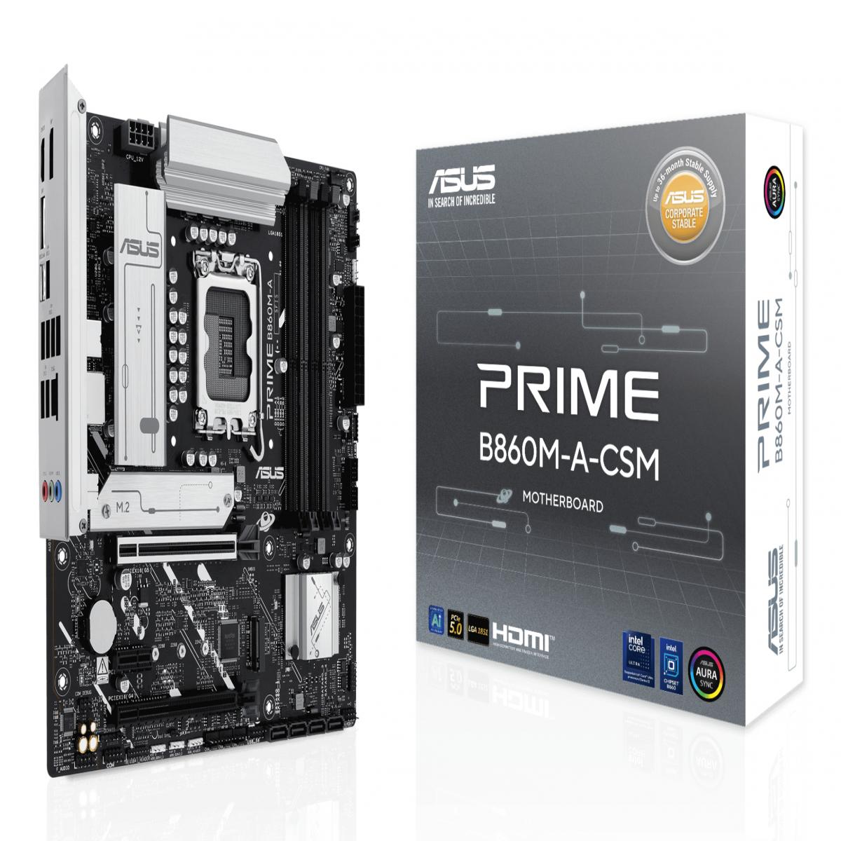 Asus PRIME B860M-A-CSM - Corporate Stable Model, Intel B860, 1851, Micro ATX, 4 DDR5, HDMI, 2 DP, 2.5G LAN, 2x M.2