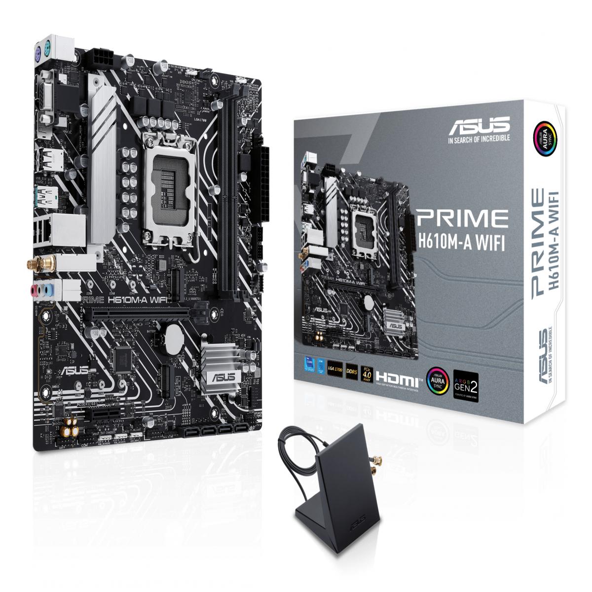 Asus PRIME H610M-A WIFI, Intel H610, 1700, Micro ATX, 2 DDR5, VGA, HDMI, DP, Wi-Fi, PCIe4, 2x M.2