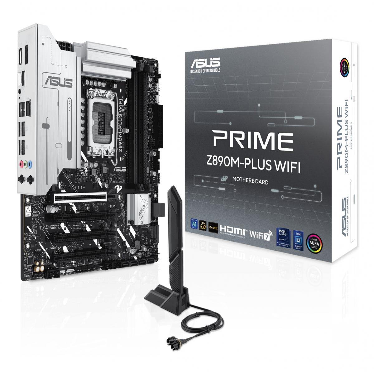 Asus PRIME Z890M-PLUS WIFI, Intel Z890, 1851, Micro ATX, 4 DDR5, HDMI, DP, Wi-Fi 7, 2.5G LAN, 3x M.2