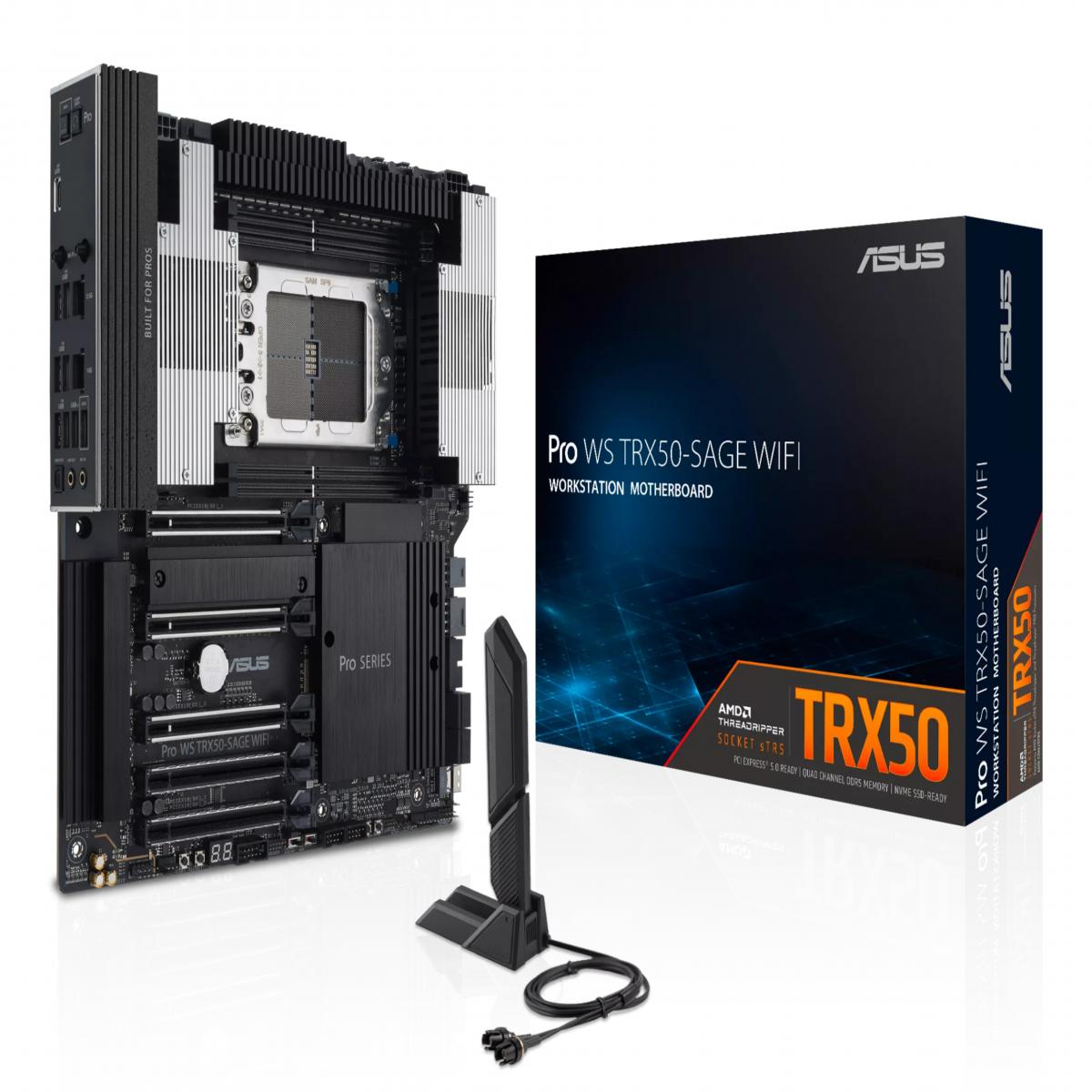 Asus PRO WS TRX50-SAGE WIFI, Workstation, AMD TRX50, sTR5, CEB, 4 DDR5 ECC, Wi-Fi 7, 10G & 2.5G LAN, SlimSAS, PCIe5, 3x M.2