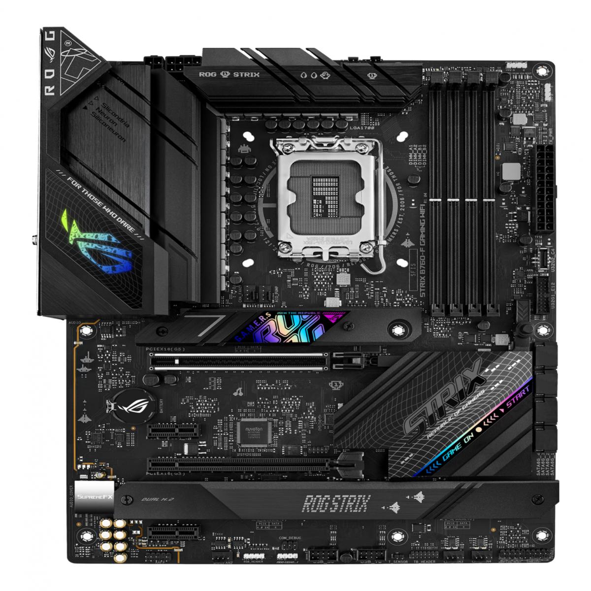 Asus ROG STRIX B760-F GAMING WIFI, Intel B760, 1700, ATX, 4 DDR5, HDMI, DP, Wi-Fi 6E, 2.5G LAN, PCIe5, 3x M.2, RGB