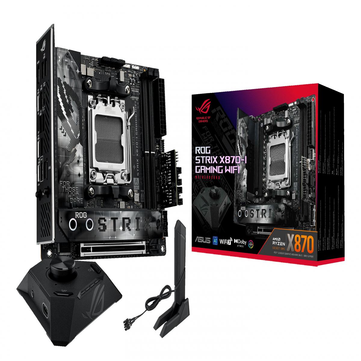 Asus ROG STRIX X870-I GAMING WIFI, AMD X870, AM5, Mini ITX, 2 DDR5, HDMI, 2 USB4, Wi-Fi 7, 2.5G LAN, 2x M.2, Strix Hive II