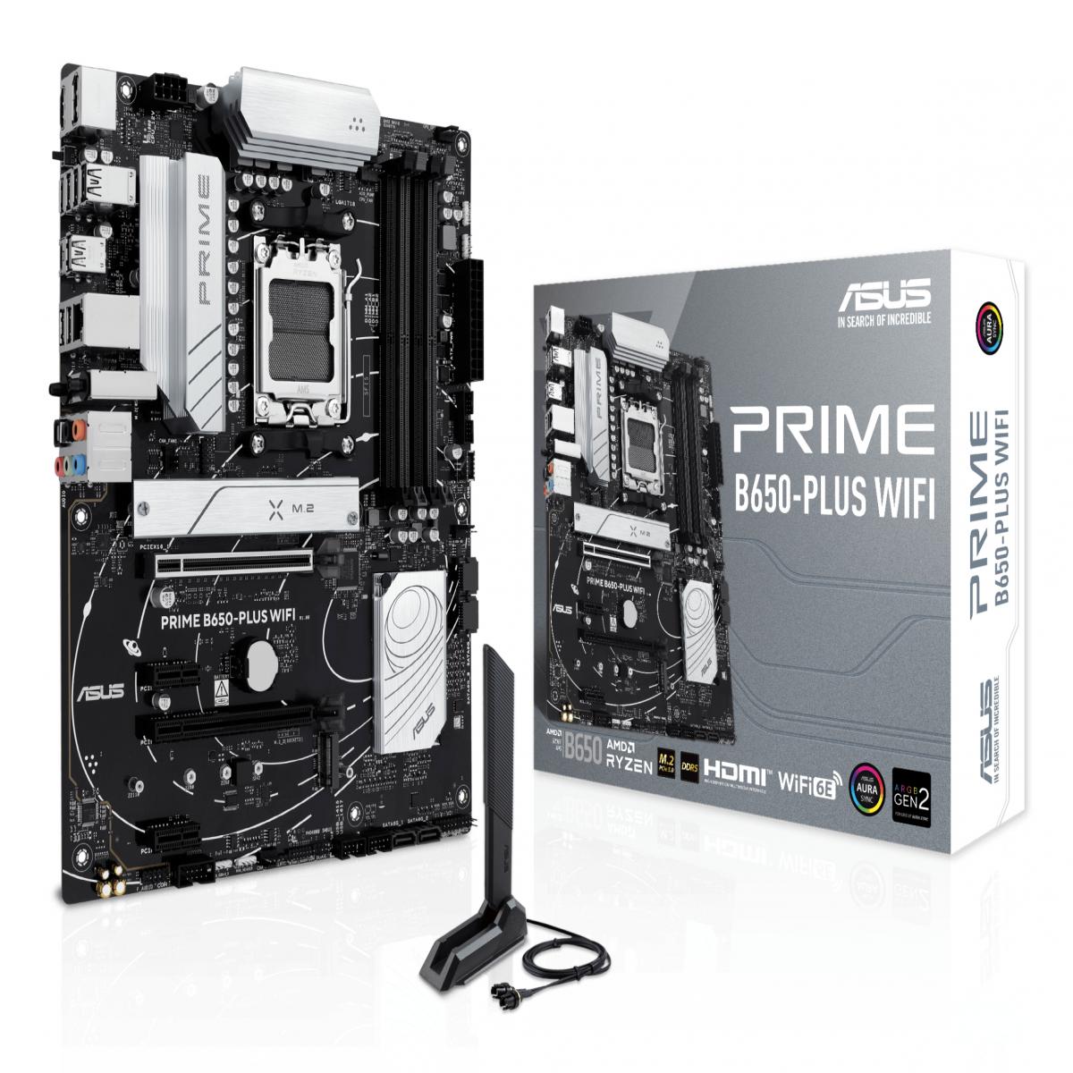 Asus PRIME B650-PLUS WIFI, AMD B650, AM5, ATX, 4 DDR5, HDMI, DP, Wi-Fi 6E, 2.5G LAN, 2x M.2