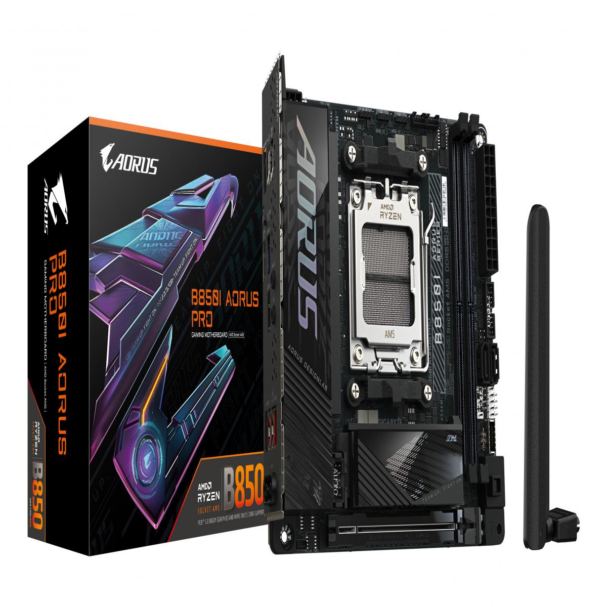 Gigabyte B850I AORUS PRO AMD AM5 Socket Motherboard, Mini-ITX, 2x DDR5 Slots, 2x M.2 Sockets,  Fitted I/O Shield, 2.5GbE LAN, Wi-Fi 7, 1x HDMI Port