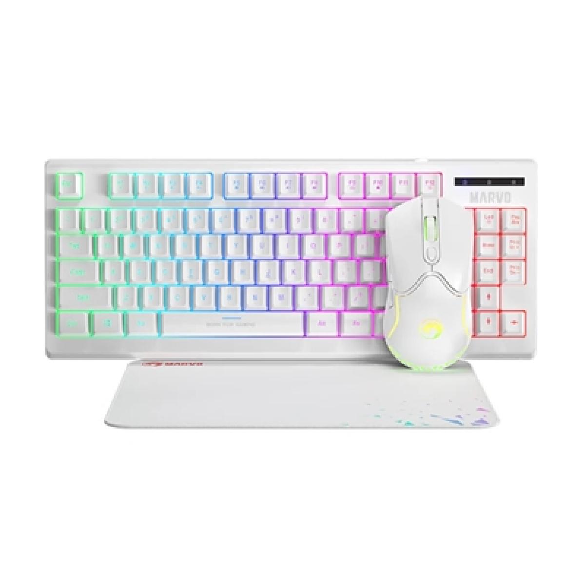 Marvo Scorpion CM310 Loot 30 3 in 1 RGB Wired Gaming UK Layout TKL Keyboard, Mouse and Mat Bundle (White)