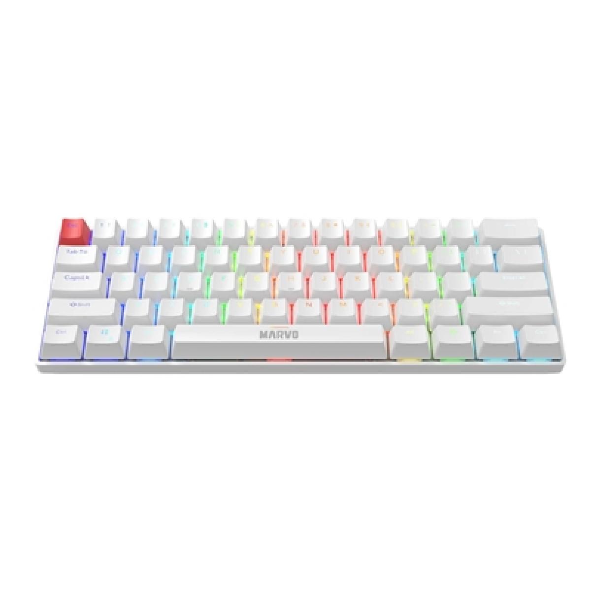 Marvo Scorpion KG933G Saber 61 Wired Mechanical RGB 60% UK Layout Gaming Keyboard (White)
