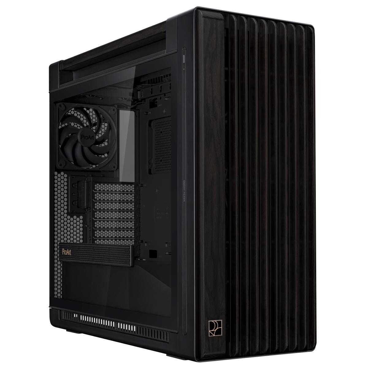 Asus ProArt PA602 Wood TG Gaming Case w/ Glass Panel, E-ATX, Front Grill, 2x 200mm Fans, PWM Fan Hub, IR Dust Indicator, USB-C 20Gps, Black