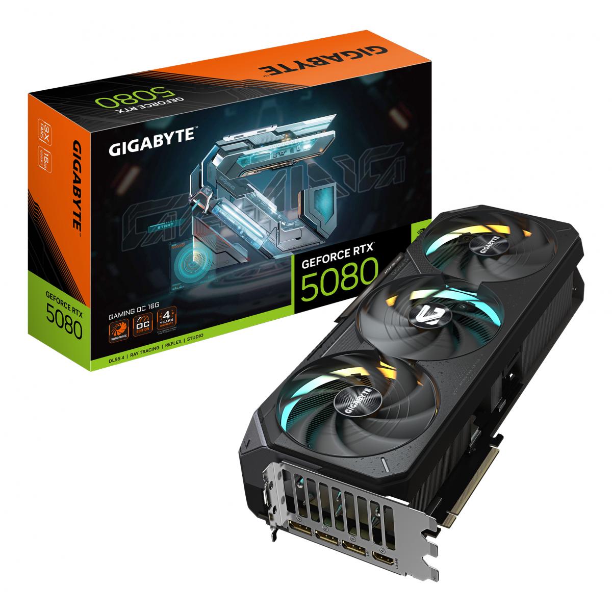 Gigabyte NVIDIA GeForce RTX 5080 GAMING OC 16GB GDDR7 Graphics Card, 10752 CUDA Cores, 2730 MHz Core Clock, Triple Fan, RGB, 3x DisplayPorts / 1x HDMI Port