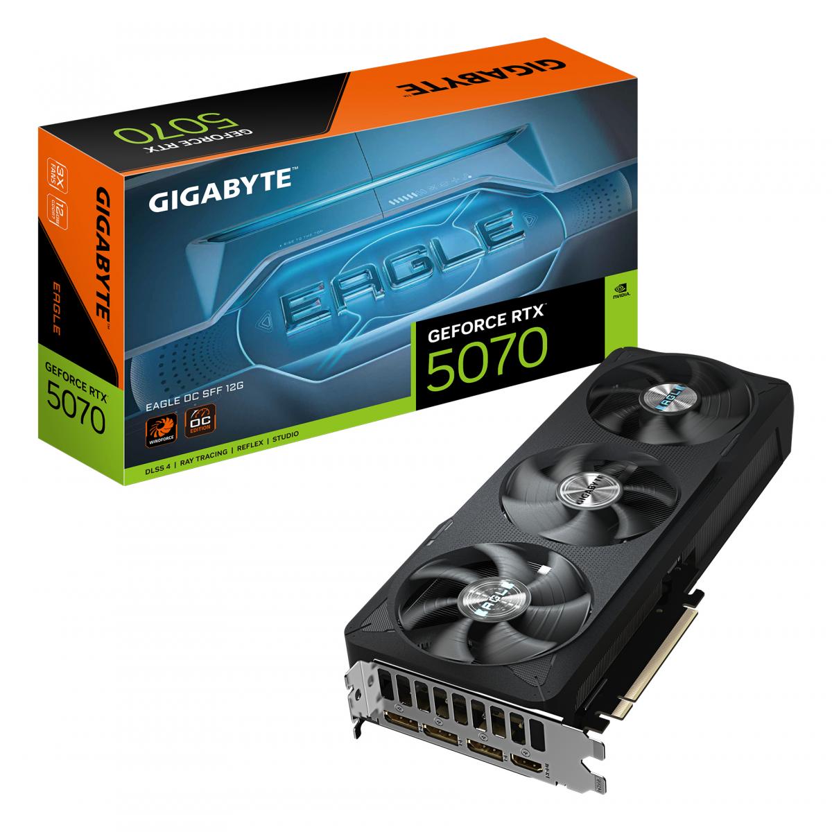 Gigabyte NVIDIA GeForce RTX 5070 EAGLE OC SFF 12GB GDDR7 Graphics Card, 6144 CUDA Cores, 2587 MHz Core Clock, Triple Fan, 3x DisplayPorts / 1x HDMI Port