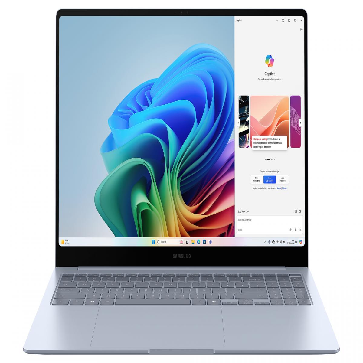 Samsung Galaxy Book 4 Edge 16 Inch AMOLED 2X Touchscreen Copilot+ PC AI Laptop with Qualcomm Snapdragon X Elite 12 Core 4.2GHz Processor, 16GB DDR5 RAM, 1TB, Qualcomm Adreno GPU, Qualcomm Hexagon NPU, WiFi 7, Windows 11 Pro
