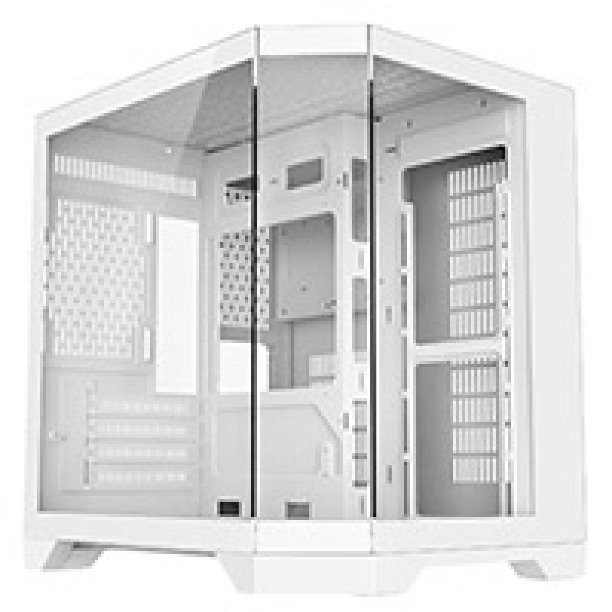 CiT DS240 White Micro-ATX Gaming Case With Dual Chamber Panoramic Tempered Glass With 6 Port PWM Hub