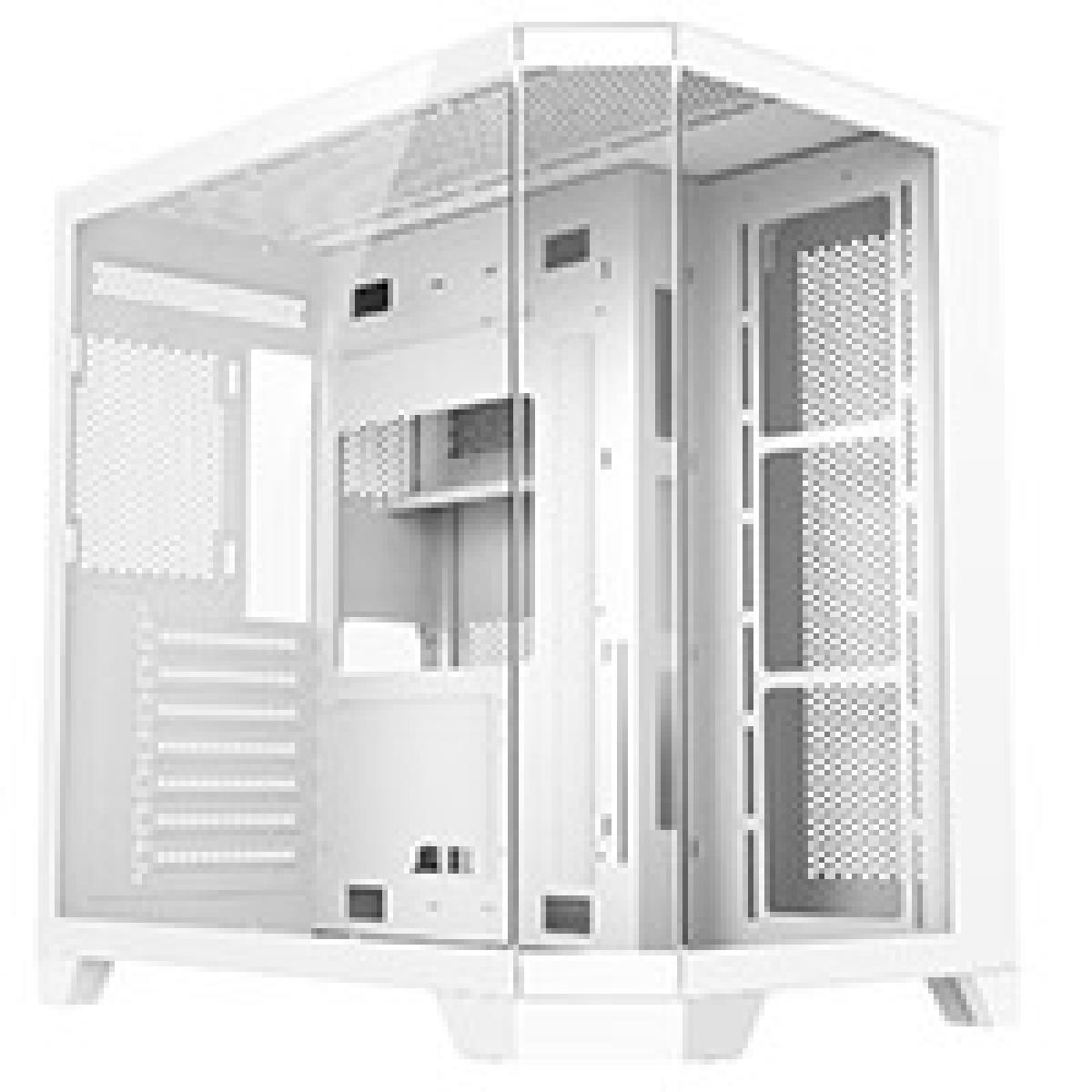 CiT DS360 White ATX Gaming Case With Dual Chamber Panoramic Tempered Glass With 6 Port PWM Hub