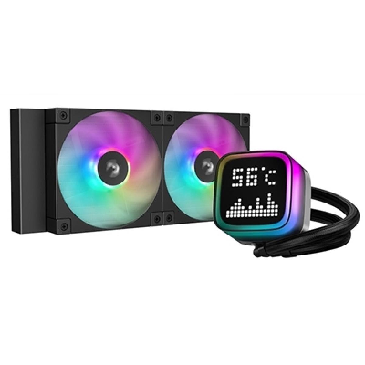 DeepCool LP240 240mm Liquid CPU Cooler, ARGB Pump with Custom Pixel Display, FD12 ARGB PWM Fans, Anti-Leak Tech, Compatible with Intel LGA1851/1700 & AMD AM5/AM4