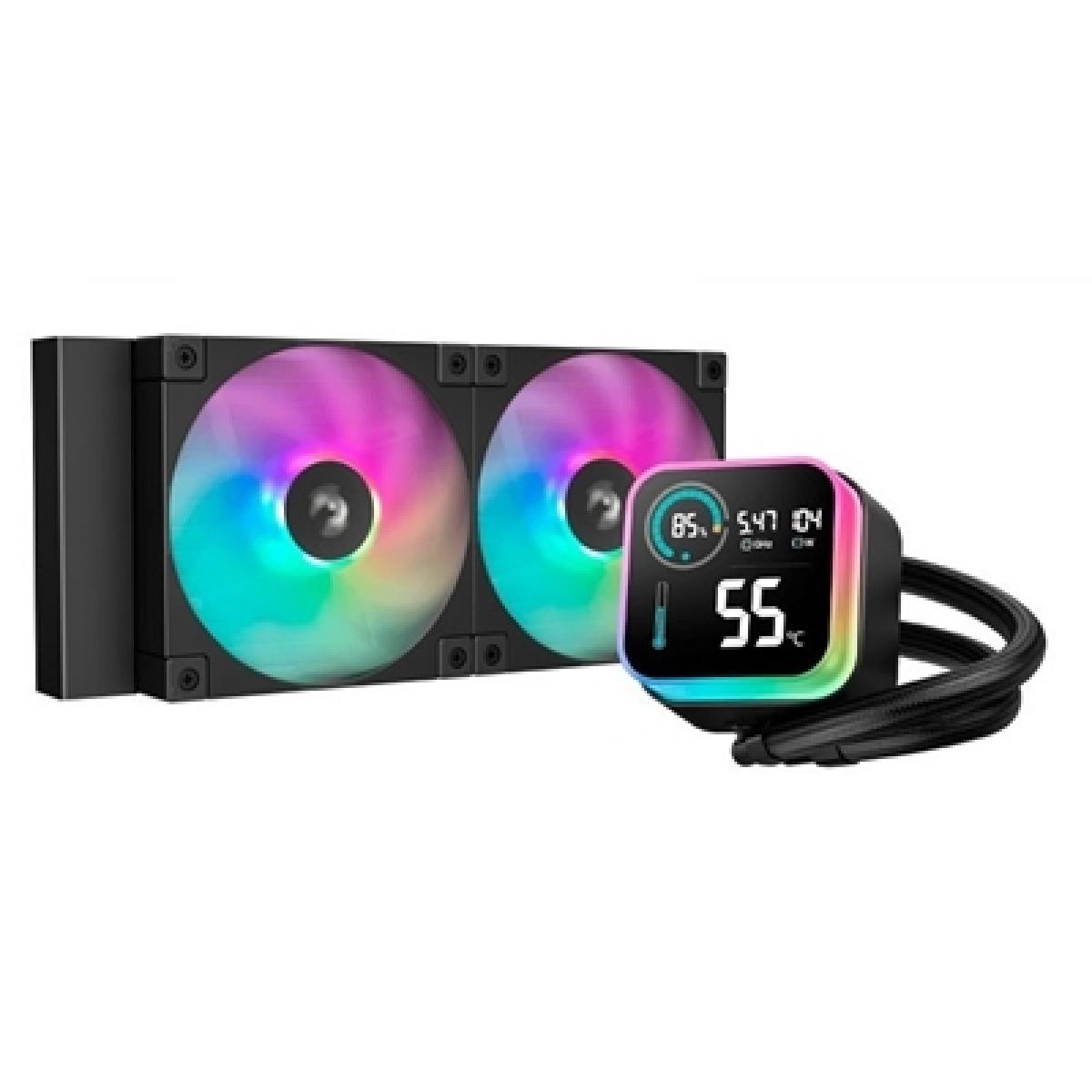 DeepCool LQ240 240mm AIO Liquid CPU Cooler, Segment LCD Display, Dual ARGB PWM Fans, Anti-Leak Tech, DeepCreative Software, Intel LGA1851/1700 & AMD AM5/AM4 Compatible