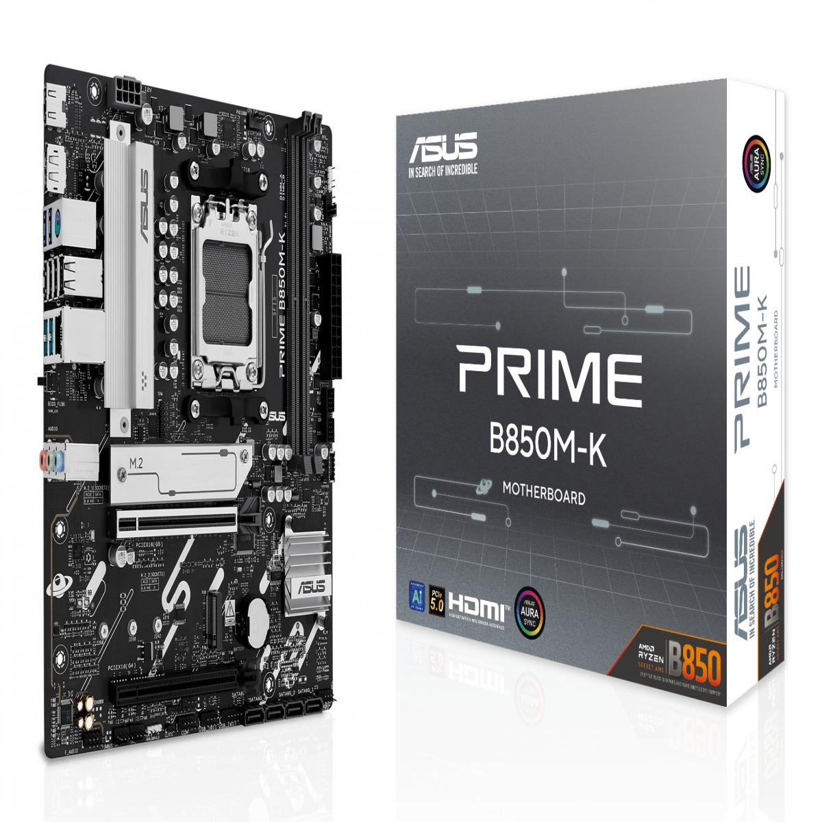 Asus PRIME B850M-K, AMD B850, AM5, Micro ATX, 2 DDR5, HDMI, DP, 2.5G LAN, 2x M.2