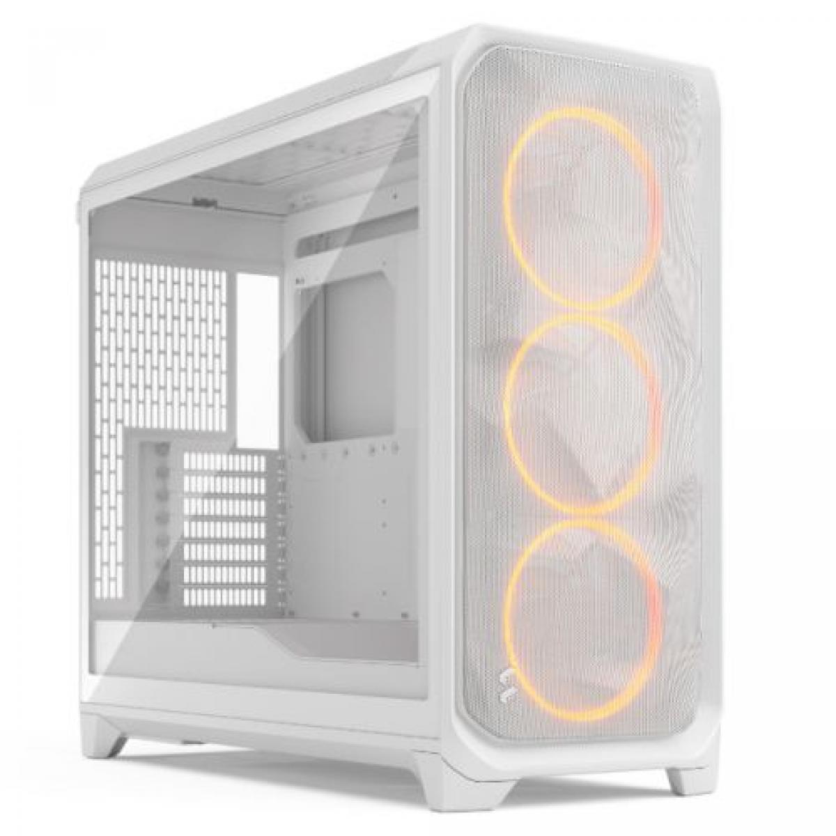 Fractal Design Meshify 3 XL (White RGB TG Clear) Case w/ Clear Window, E-ATX, Mesh Front, 3x RGB Fans, USB-C 20Gbps