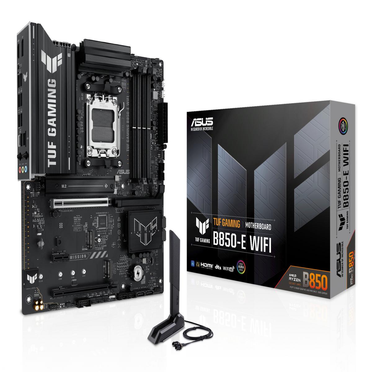 Asus TUF GAMING B850-E WIFI, AMD B850, AM5, ATX, 4 DDR5, HDMI, DP, Wi-Fi 6E, 2.5G LAN, 3x M.2
