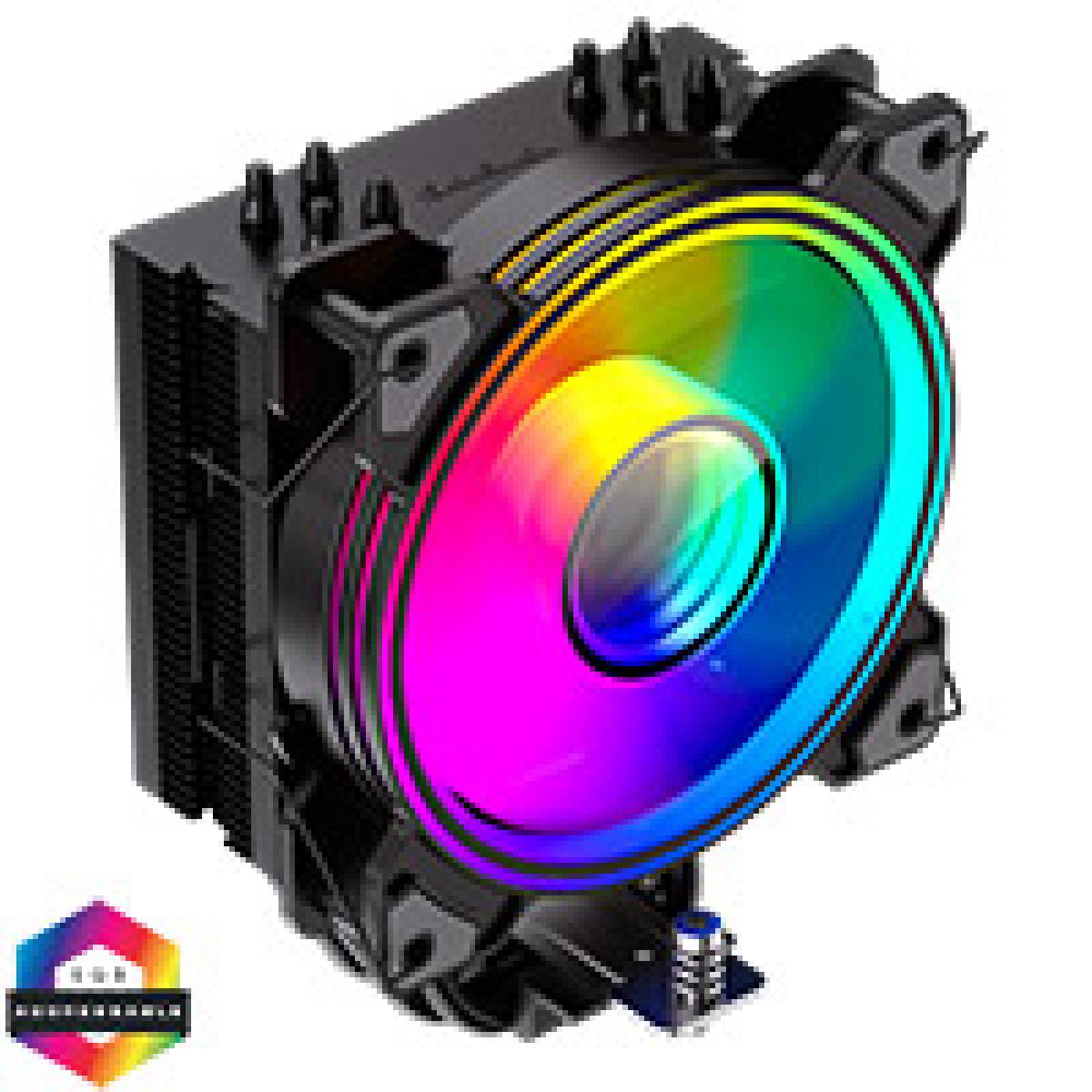 GameMax Ice Blade Black CPU Cooler With 120mm PWM ARGB Infinity Fan 4 x 6mm Heat Pipes TDP 190W