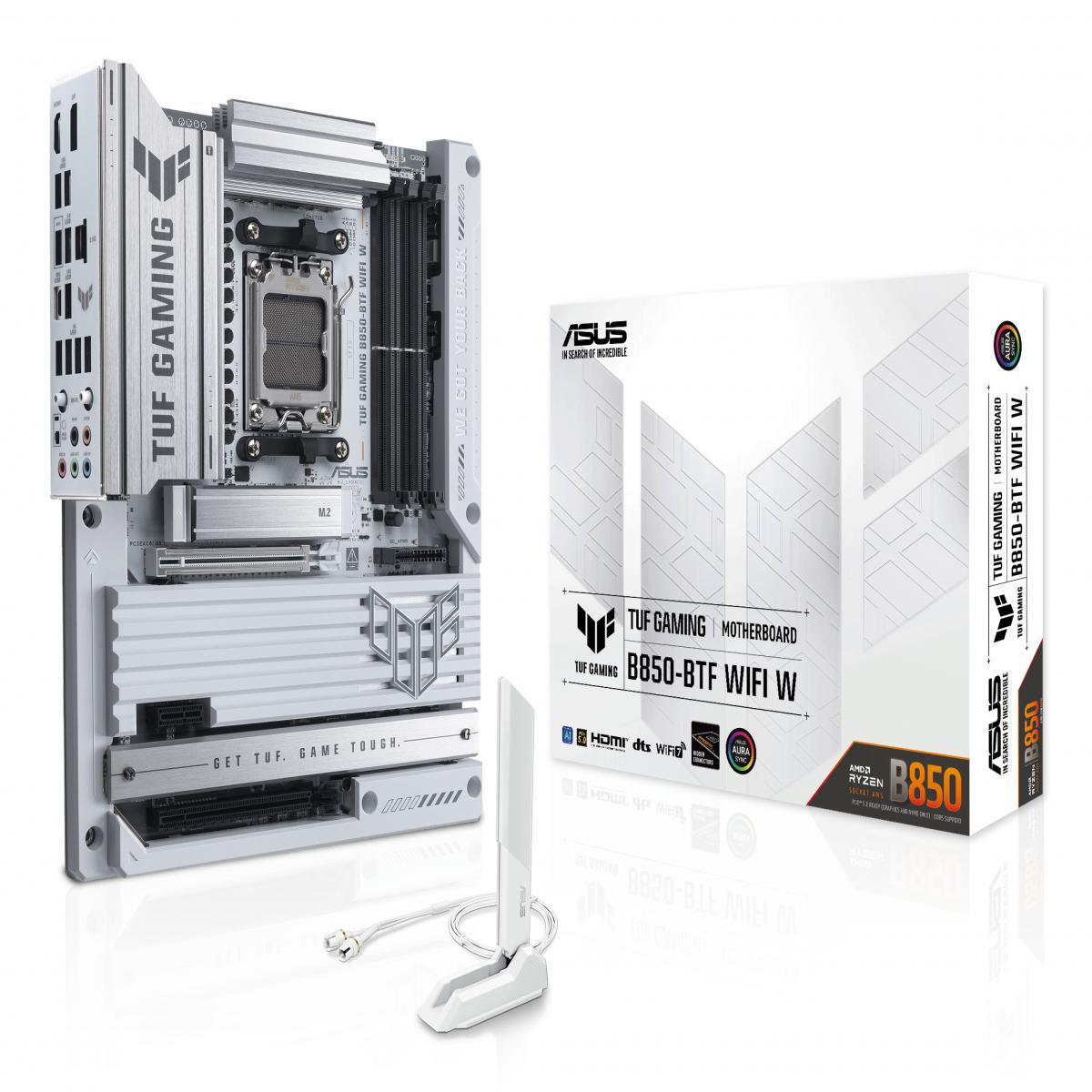 Asus TUF GAMING B850-BTF WIFI W, AMD B850, AM5, ATX, 4 DDR5, HDMI, DP, Wi-Fi 7, 2.5G LAN, 3x M.2 *Requires a BTF Compatible Chassis*