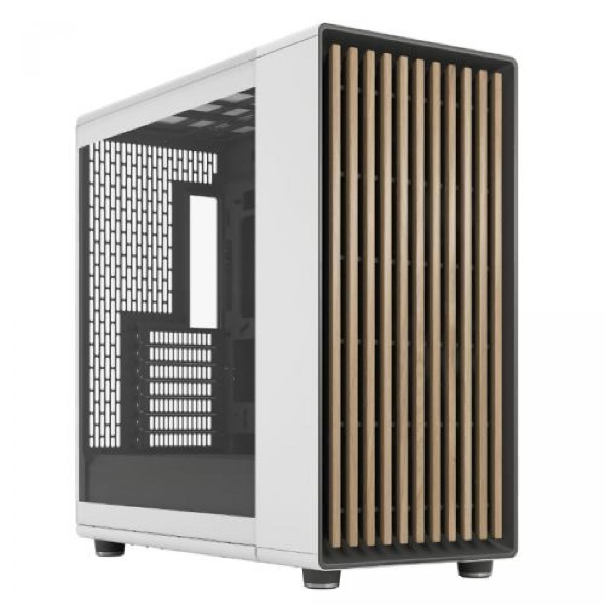 Fractal Design North XL RC Chalk White (TG Clear) Case w/ Clear Glass Window, ATX, 3 PWM Fans, USB-C, Oak Front, Reverse Connector/Asus BTF Compatible