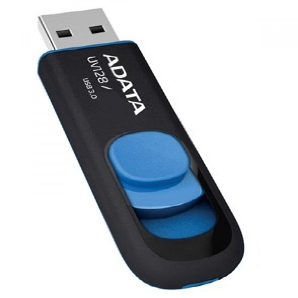 Adata UV128 32GB USB 3.2 Gen 1 Flash Drive, Black and Blue