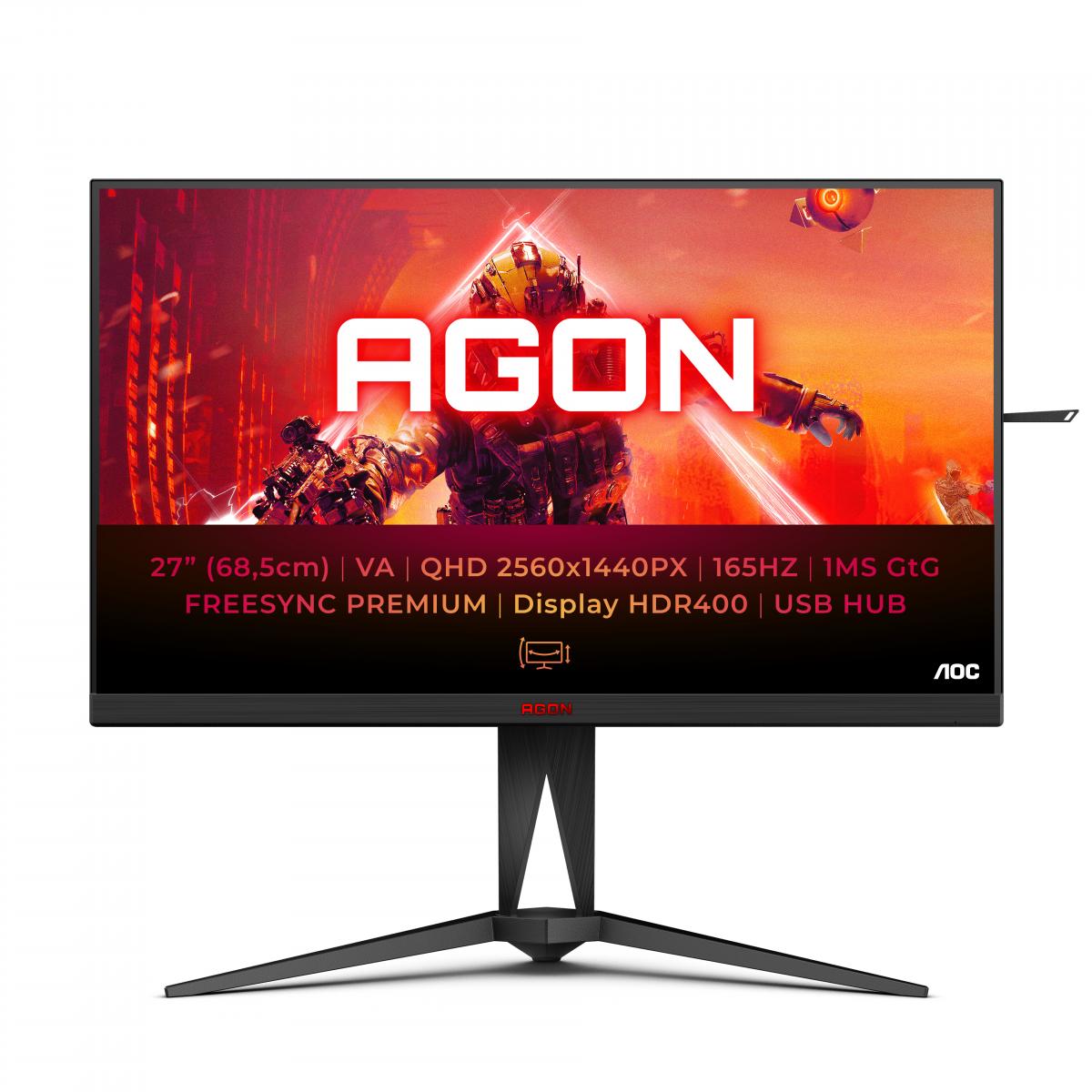 AOC AGON AG275QXN/EU computer monitor 68.6 cm (27") 2560 x 1440 pixels Quad HD LED Black, Red