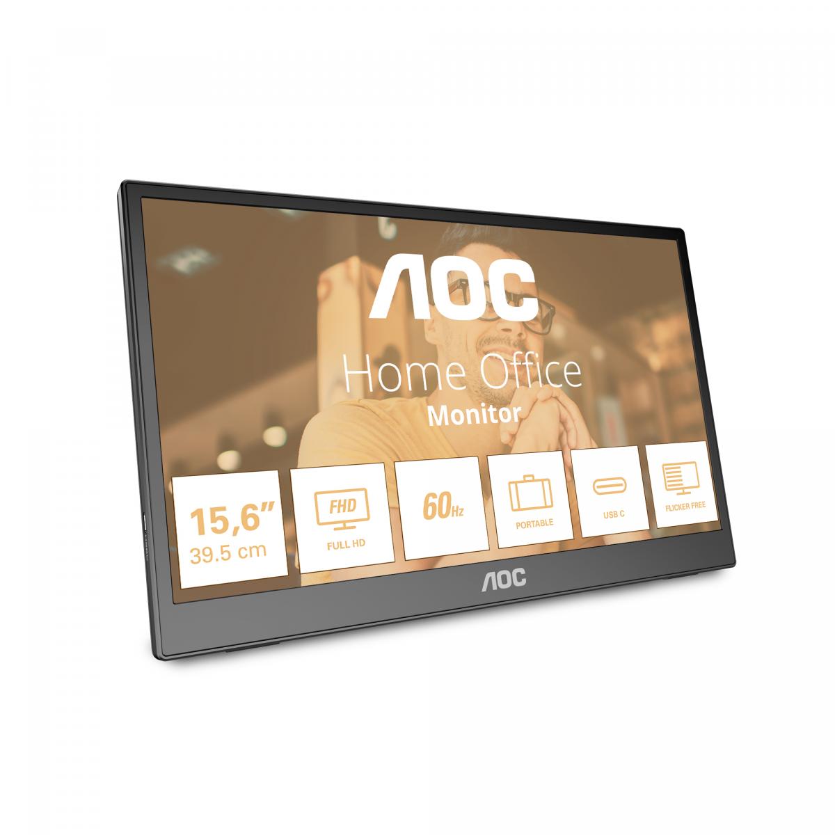 AOC 16T3EA portable TV/monitor Black 39.6 cm (15.6") 1920 x 1080 pixels