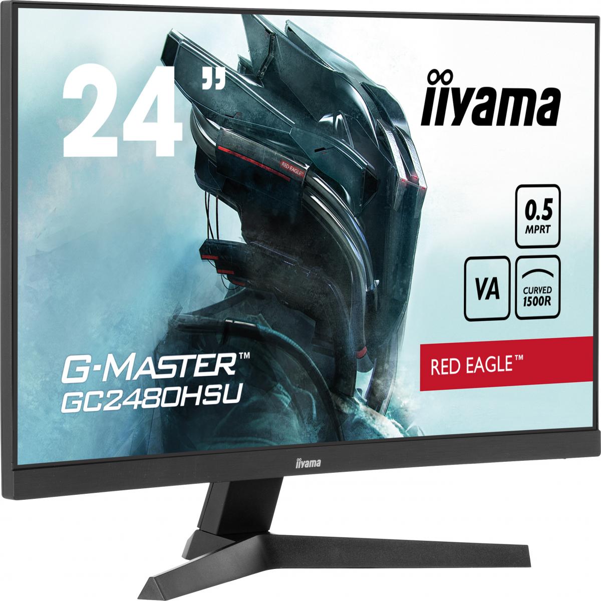 iiyama G-Master GC2480HSU-B1 Red Eagle Curved Gaming Monitor, 23.6 Inch,Full HD, 180Hz, 0.5ms, FreeSync, HDMI, Display Port, USB Hub