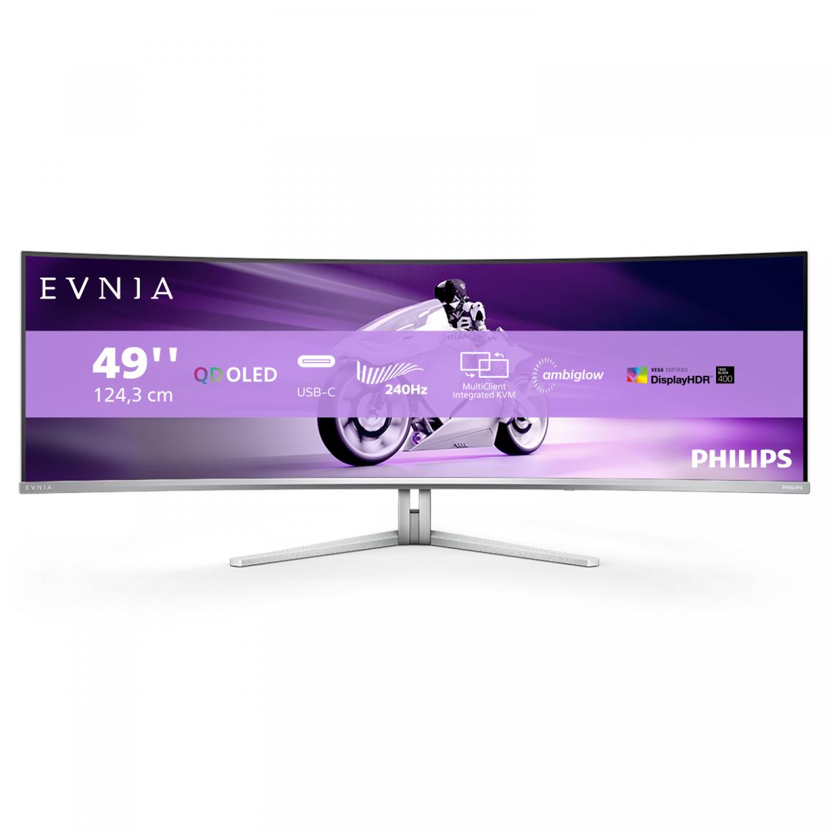 Philips Evnia 8000 49M2C8900/00 computer monitor 124.2 cm (48.9") 5120 x 1440 pixels Dual QHD QD-OLED White