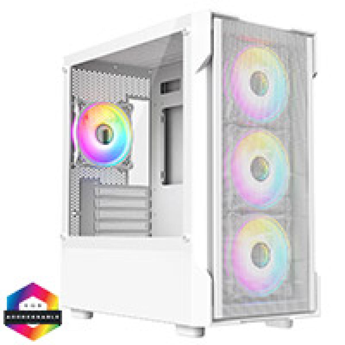 CiT Tornado White Mesh Micro-ATX Gaming Case With 4 x 120mm ARGB Infinity Fans and Tempered Glass Side Panel