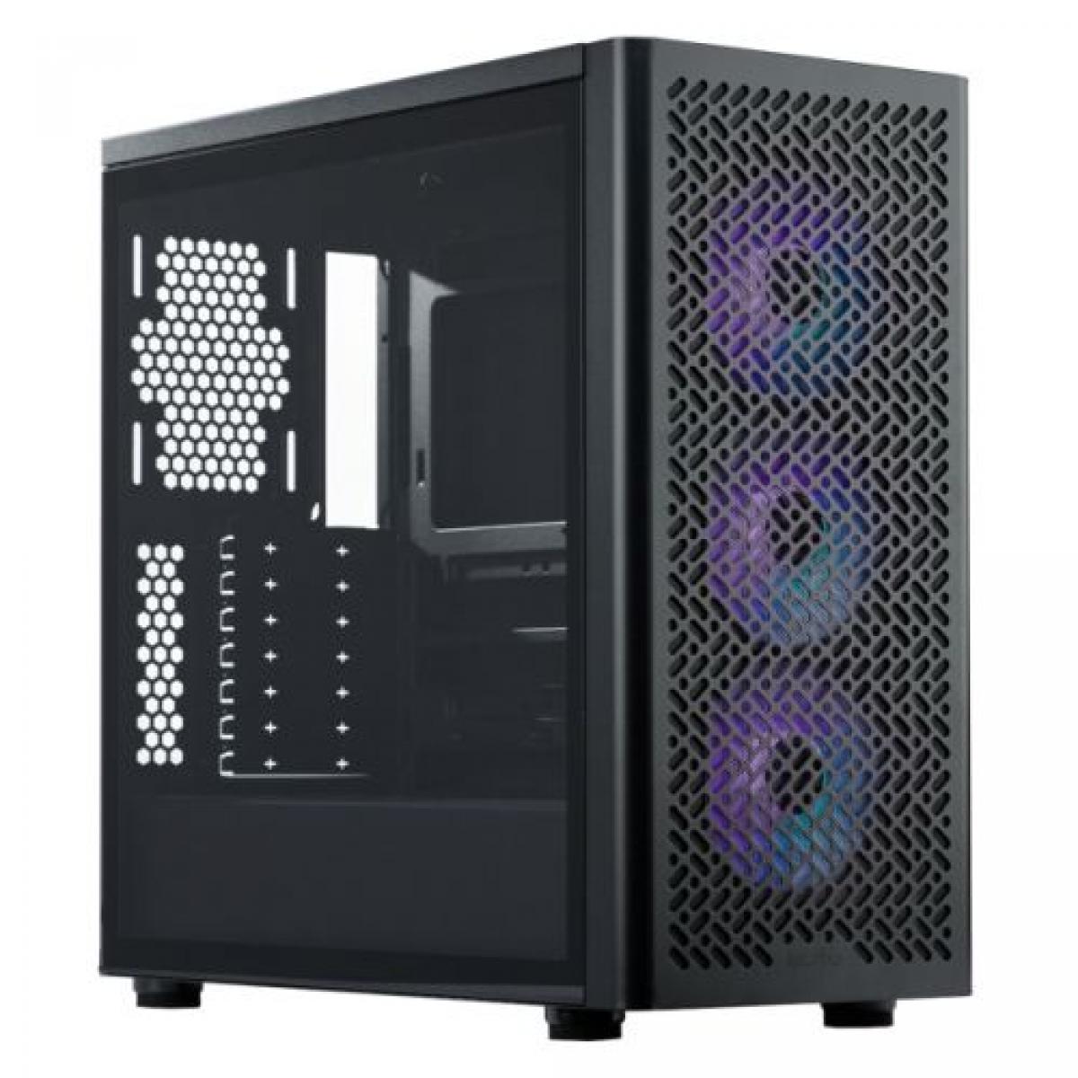 Cooler Master Elite 502 Gaming Case w/ Glass Side, E-ATX, 3x ARGB Fans, Mesh Front, USB-C, Asus BTF Compatible, Black