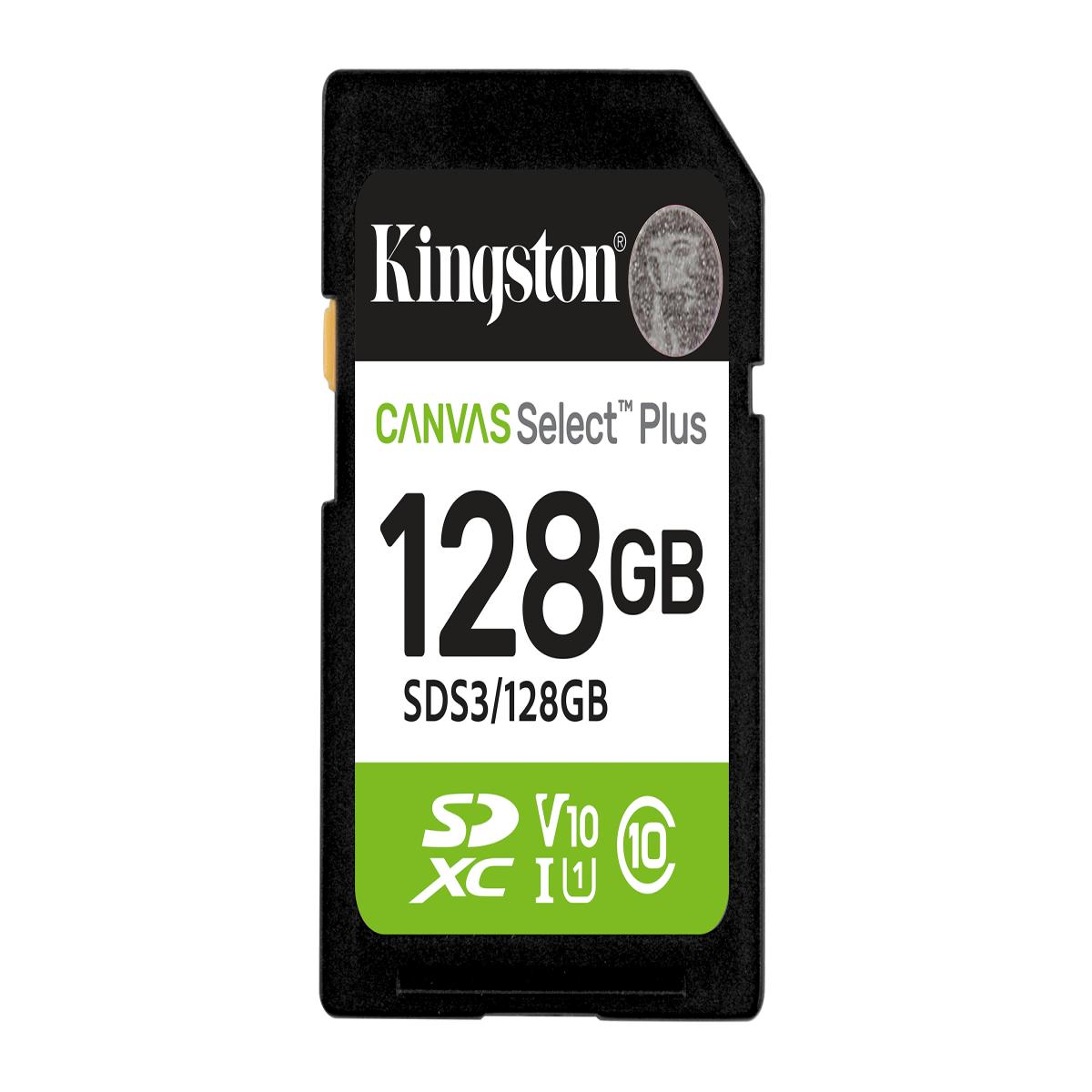 Kingston Canvas Select Plus  SDS3/128GB V30 128GB SD Class 10 UHS-I U3 Flash Card