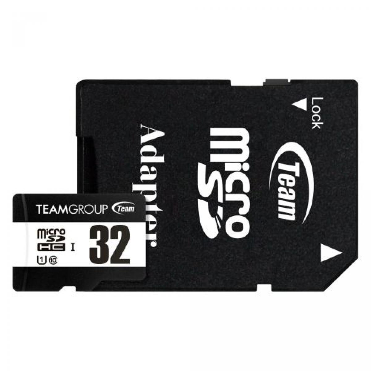 Team 32GB MicroSDHC UHS-I U1 C10 Card with SD Adapter, Class 10 UHS-I, Up to 100MB/s
