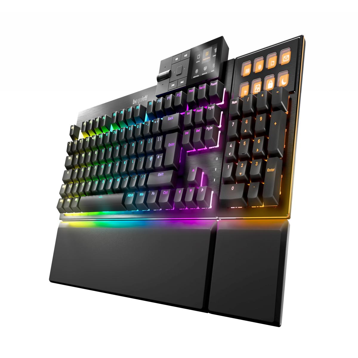 Be Quiet! Dark Mount Silent Linear Modular ARGB Gaming Keyboard with 8 Customisable Display Keys, Silent Linear Orange Switches, Detachable Numpad & Stream Dock