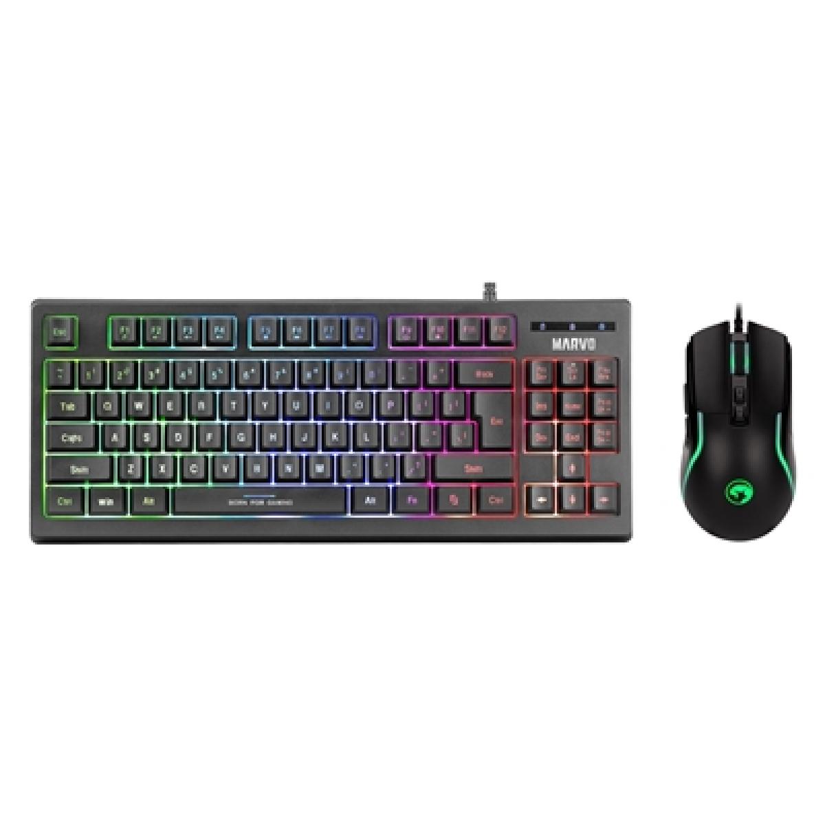 Marvo Scorpion Keyboard and Mouse Bundle featuring Marvo Scorpion K607 TKL Layout Multimedia USB 2.0 Wired 3 Colour Backlit Gaming Keyboard & Marvo Scorpion M292 Capo 20 USB RGB Programmable Gaming Mouse